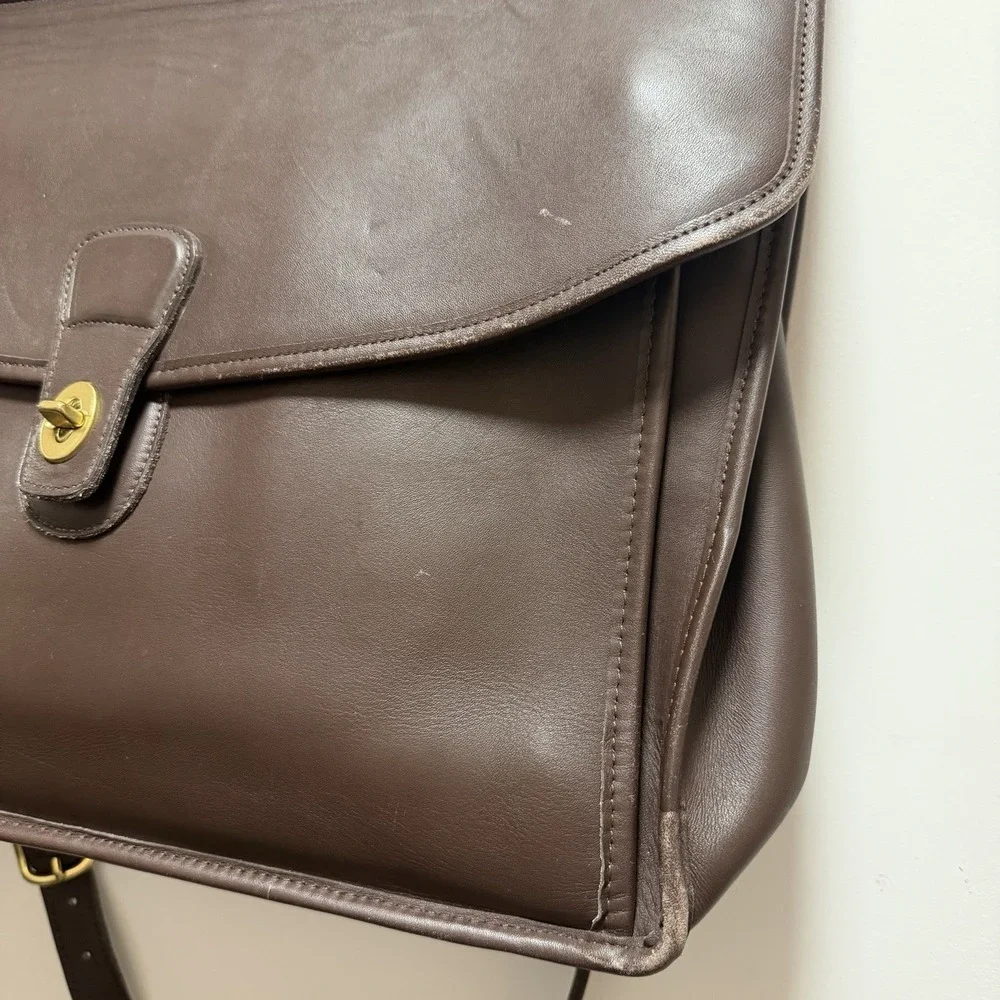 Vintage Coach Beekman Briefcase Shoulder Bag 5266 USA Dark Brown Leather